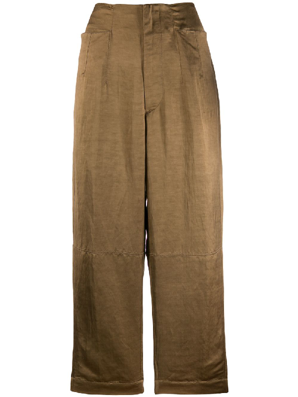 Gentry Portofino Silky Cropped Trousers In Brown | ModeSens