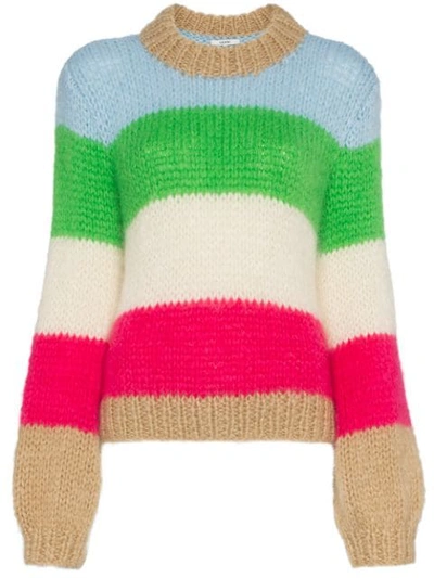 Shop Ganni Multicoloured Julliard Stripe Mohair Wool
