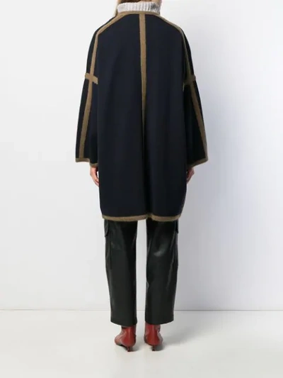 Shop Chloé Contrast Trims Oversized Coat In Blue