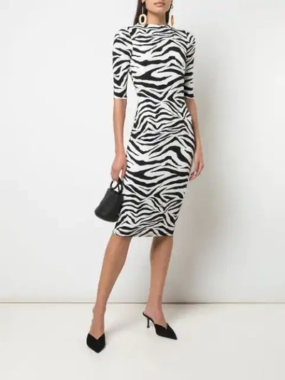 Shop Alice And Olivia Delora Zebra Print Dress In White