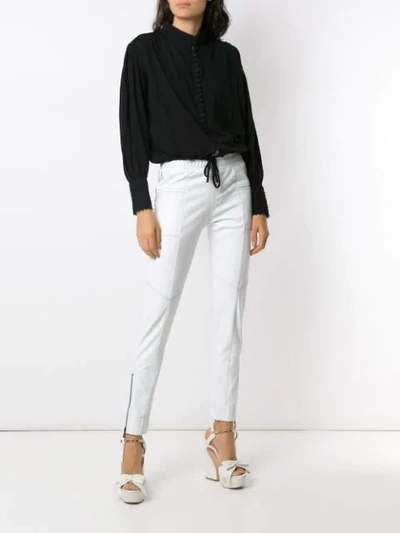 Shop Andrea Bogosian Drawstring High Neck Blouse In Noir