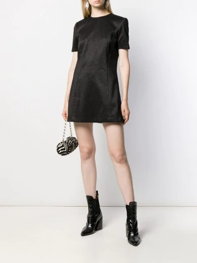 Shop Saint Laurent Glitter Flared Dress In Black