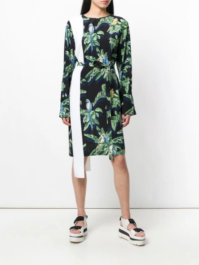 Shop Stella Mccartney Asymmetric Parrot Print Dress In Multicolour