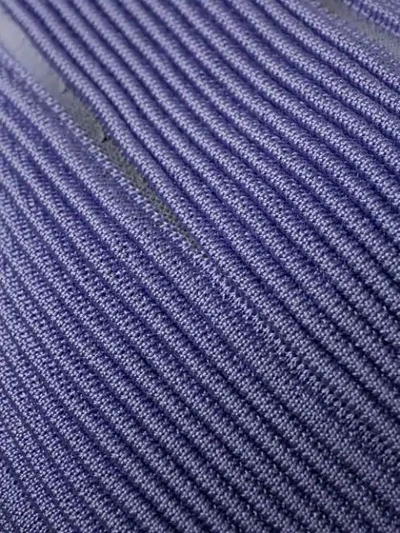 Shop Balmain Striped Fitted Dress In Purple