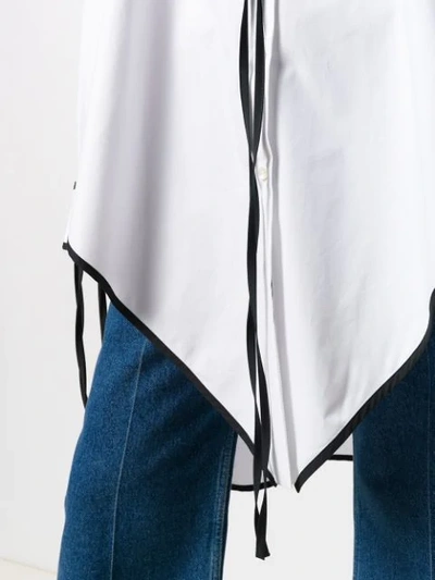 Shop Loewe Fringed Pointed Hem Elongated Shirt In White