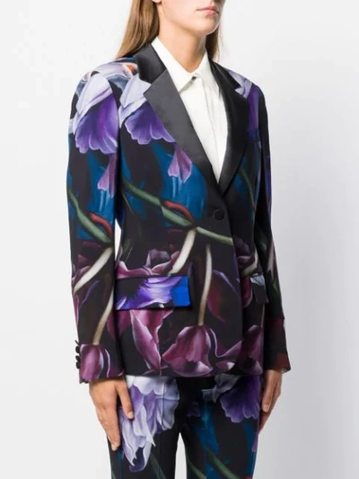 Shop Roberto Cavalli Marchito Print Blazer In Blue