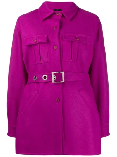 Shop Pinko Belted Shirt Coat In Pink