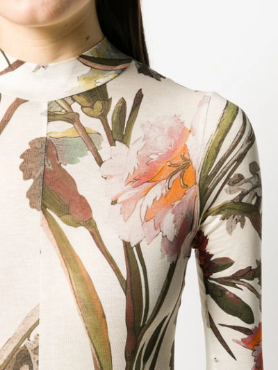 Shop Off-white Floral Bodysuit In Neutrals