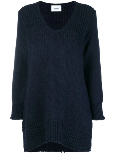 Shop Dondup Frayed Hem Oversized Sweater - Blue