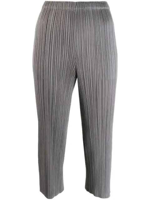 Pleats Please Issey Miyake Plissierte Cropped Hose In Grey Modesens