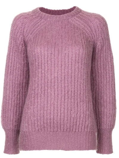 Shop Le Ciel Bleu Long Sleeved Knit Top In Purple