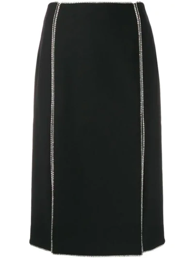 Shop Area Crystal Trim Skirt In Black