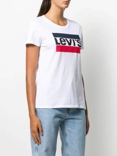 Shop Levi's Logo Print Crew Neck T In 0297 White