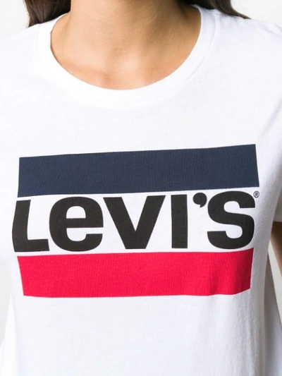 Shop Levi's Logo Print Crew Neck T In 0297 White