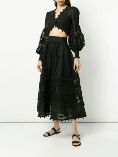 Shop Zimmermann Embellished Midi Skirt In Black