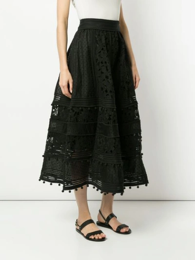 Shop Zimmermann Embellished Midi Skirt In Black