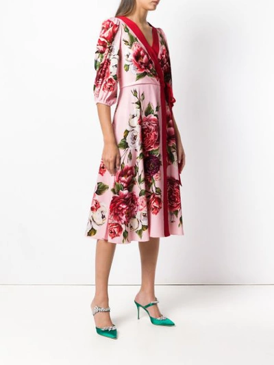 Shop Dolce & Gabbana Floral Wrap Dress - Pink