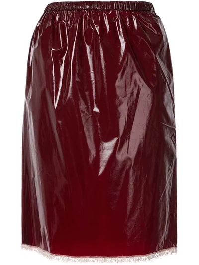 Shop N°21 Lace Hem Midi Skirt In Red