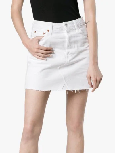 Shop Re/done High Waisted Denim Mini Skirt In White