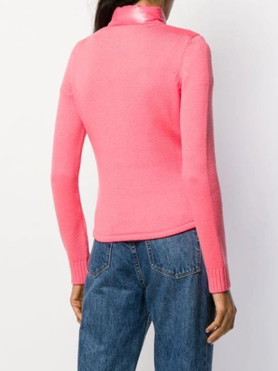 Shop Moncler Wool Detailed Puffer Jacket In Pink