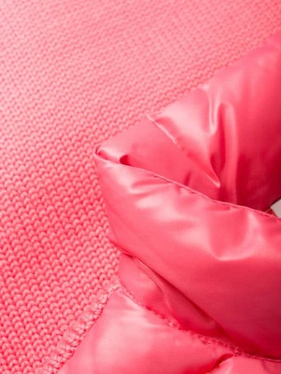Shop Moncler Wool Detailed Puffer Jacket In Pink