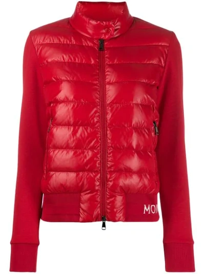 Shop Moncler Fabric And Padded Zipped Jacket In Red