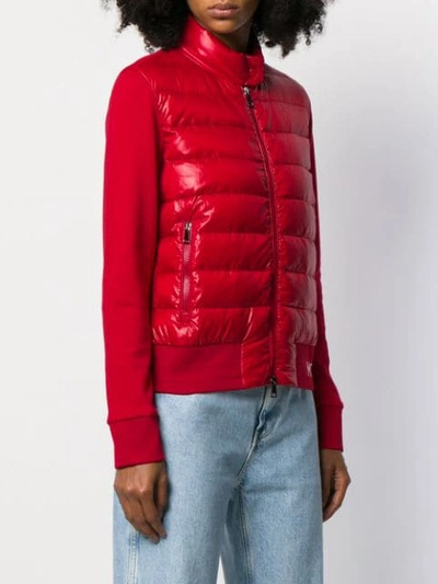 Shop Moncler Fabric And Padded Zipped Jacket In Red