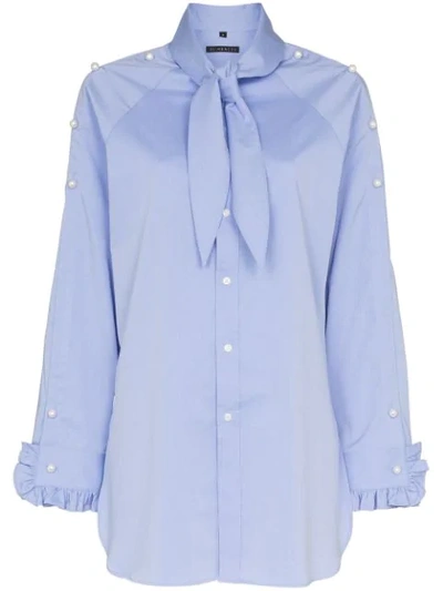 Shop Blindness Pearl-appliqué Shirt In Blue
