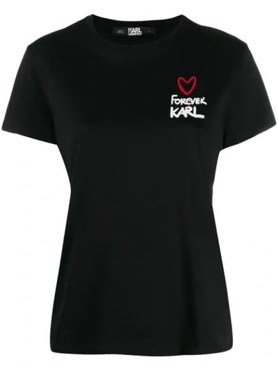 Shop Karl Lagerfeld Forever Karl T-shirt In Black