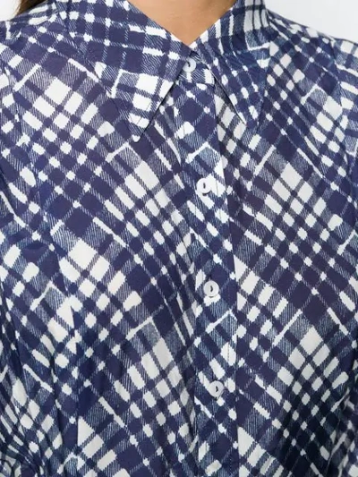 RIXO PLAID PRINT SHIRT DRESS - 蓝色