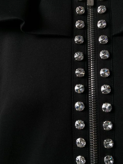 Shop Miu Miu Embellished Ruffled Bomber Jacket In Black