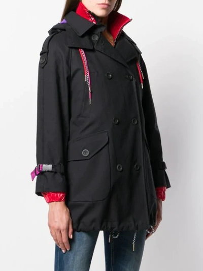 Shop Bazar Deluxe Contrast Hooded Coat In Black