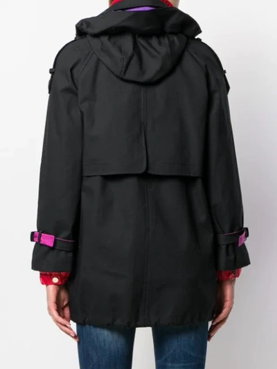 Shop Bazar Deluxe Contrast Hooded Coat In Black