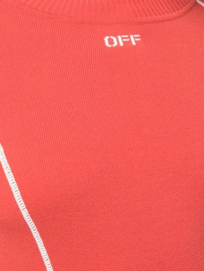 OFF-WHITE LOGO TURTLENECK FITTED DRESS - 红色