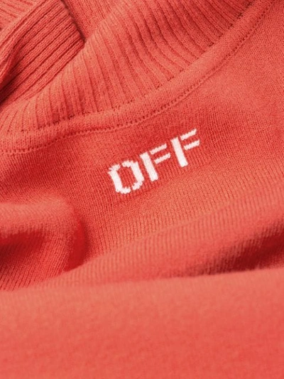 Shop Off-white Logo Turtleneck Fitted Dress In Red