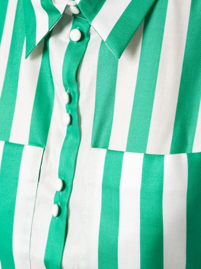 Shop Anna October Oversized Pockets Striped Shirt In Green