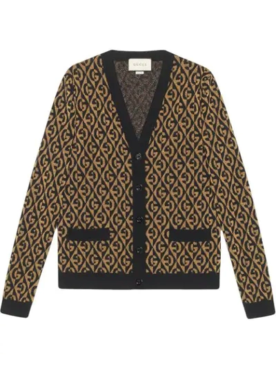 GUCCI G RHOMBUS LAMÉ JACQUARD CARDIGAN - 黑色