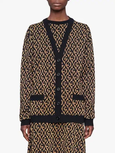 GUCCI G RHOMBUS LAMÉ JACQUARD CARDIGAN - 黑色