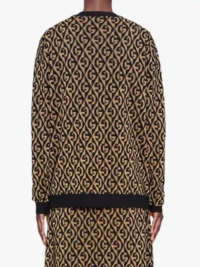 Shop Gucci G Rhombus Lamé Jacquard Cardigan In Black