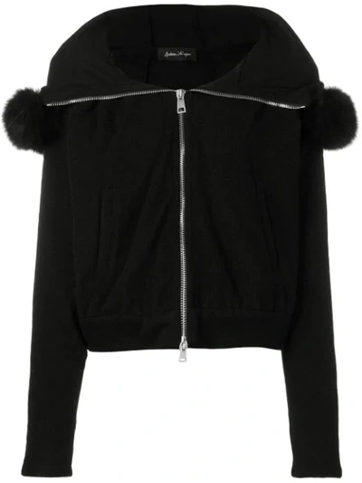 Shop Andrea Ya'aqov Hooded Zip Up Jacket - Black