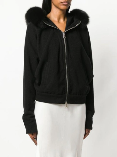 Shop Andrea Ya'aqov Hooded Zip Up Jacket - Black