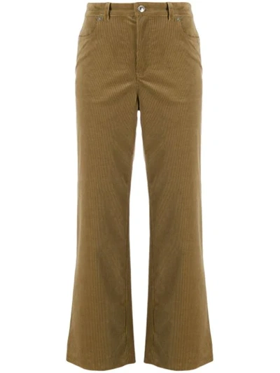 Shop Apc Cropped Corduroy Trousers In Neutrals