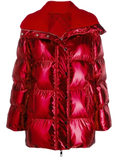 Shop P.a.r.o.s.h Hooded Padded Jacket In 009 Red