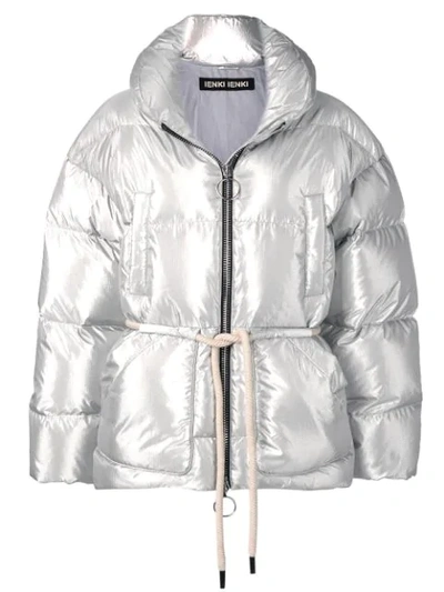 Shop Ienki Ienki Metallic Oversized Puffer Jacket In Grey