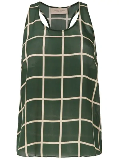 Shop Adriana Degreas Checkered Top In Green