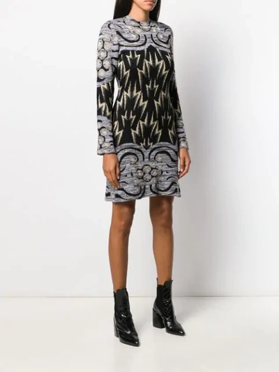 Shop Alberta Ferretti Knitted Lightning Bolt Dress In Grey