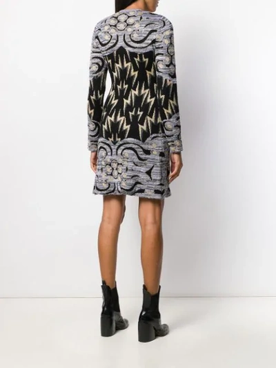 Shop Alberta Ferretti Knitted Lightning Bolt Dress In Grey