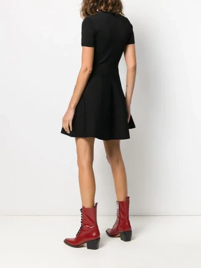 Shop Valentino Lips Embroidered Short Dress In Black