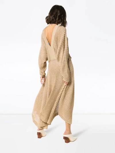 Shop Chloé Knitted Asymmetric Maxi Dress In Gold