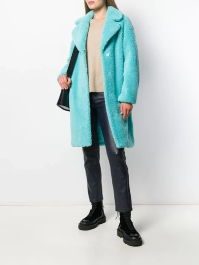 Shop Stand Studio Faux-shearling Coat In Blue